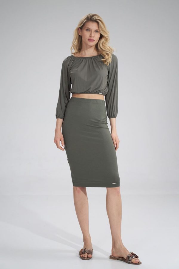 Green Blouse in Women`s Blouses, Tunics with Spandex and Viscose