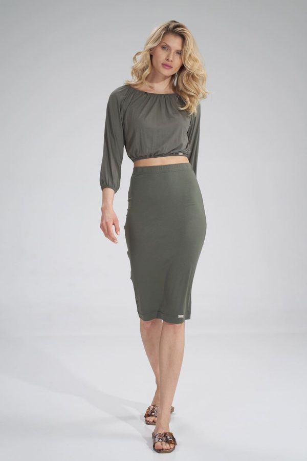Green Blouse in Women`s Blouses, Tunics with Spandex and Viscose