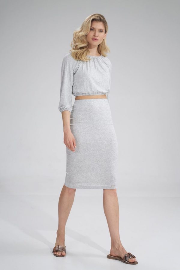 Grey Blouse in Women`s Blouses, Tunics with Spandex and Viscose