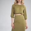 Green Blouse in Women`s Blouses, Tunics with Spandex and Viscose
