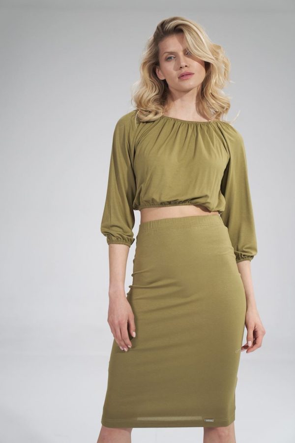 Green Blouse in Women`s Blouses, Tunics with Spandex and Viscose