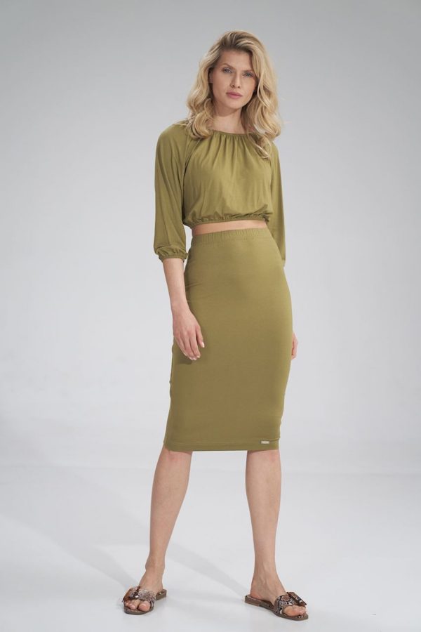 Green Blouse in Women`s Blouses, Tunics with Spandex and Viscose