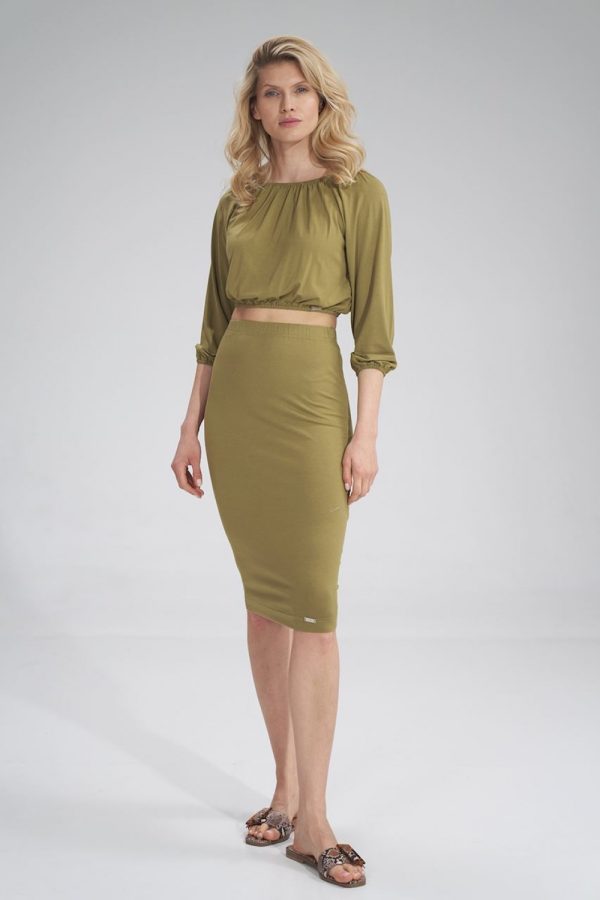 Green Blouse in Women`s Blouses, Tunics with Spandex and Viscose
