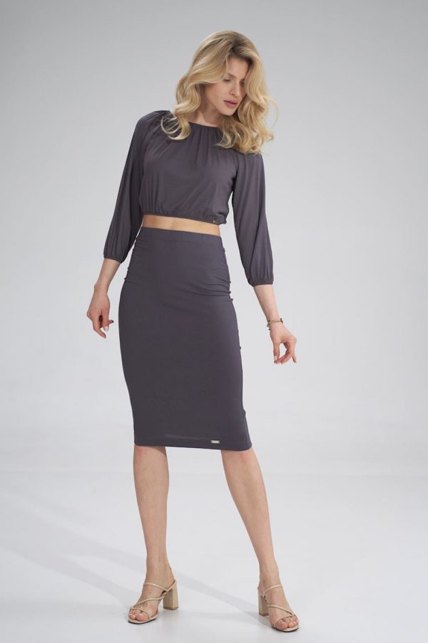 Grey Blouse in Women`s Blouses, Tunics with Spandex and Viscose