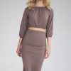 Brown Blouse in Women`s Blouses, Tunics with Spandex and Viscose