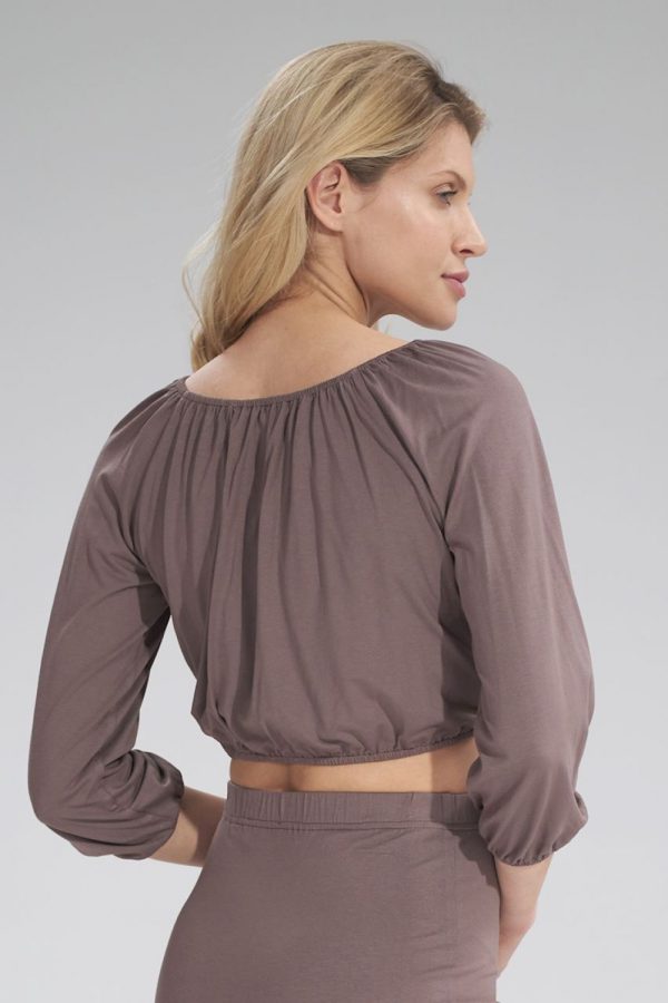 Brown Blouse in Women`s Blouses, Tunics with Spandex and Viscose