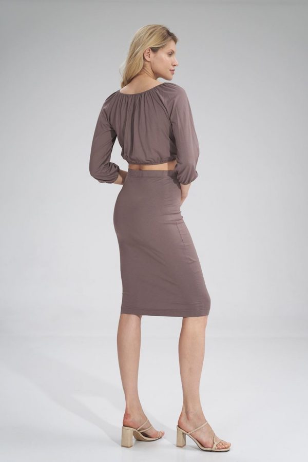Brown Blouse in Women`s Blouses, Tunics with Spandex and Viscose