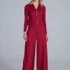 Red Trousers in Casual Pants For Women with Spandex, Polyester and Viscose