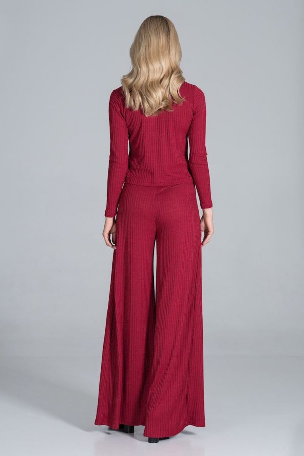 Red Trousers in Casual Pants For Women with Spandex, Polyester and Viscose
