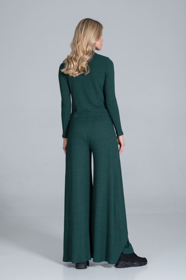 Green Trousers in Casual Pants For Women with Spandex, Polyester and Viscose