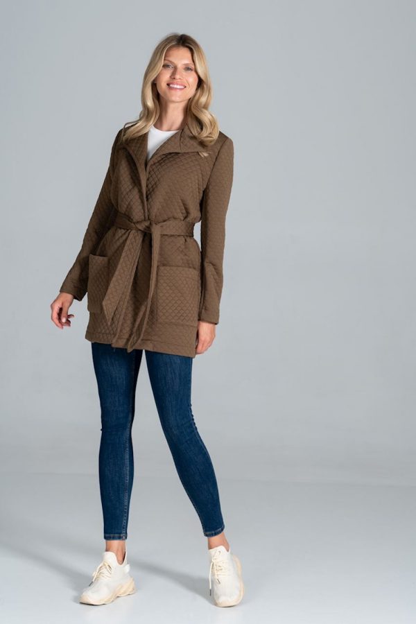 Brown Coat in Women`s Coats, Jackets with Spandex and Polyester