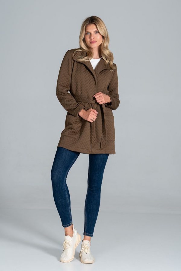 Brown Coat in Women`s Coats, Jackets with Spandex and Polyester