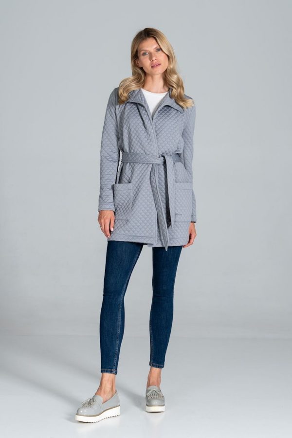 Grey Coat in Women`s Coats, Jackets with Spandex and Polyester
