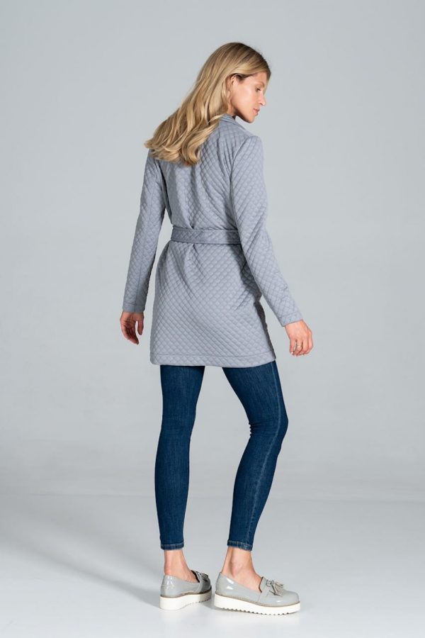 Grey Coat in Women`s Coats, Jackets with Spandex and Polyester