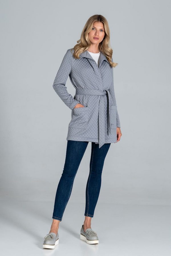 Grey Coat in Women`s Coats, Jackets with Spandex and Polyester