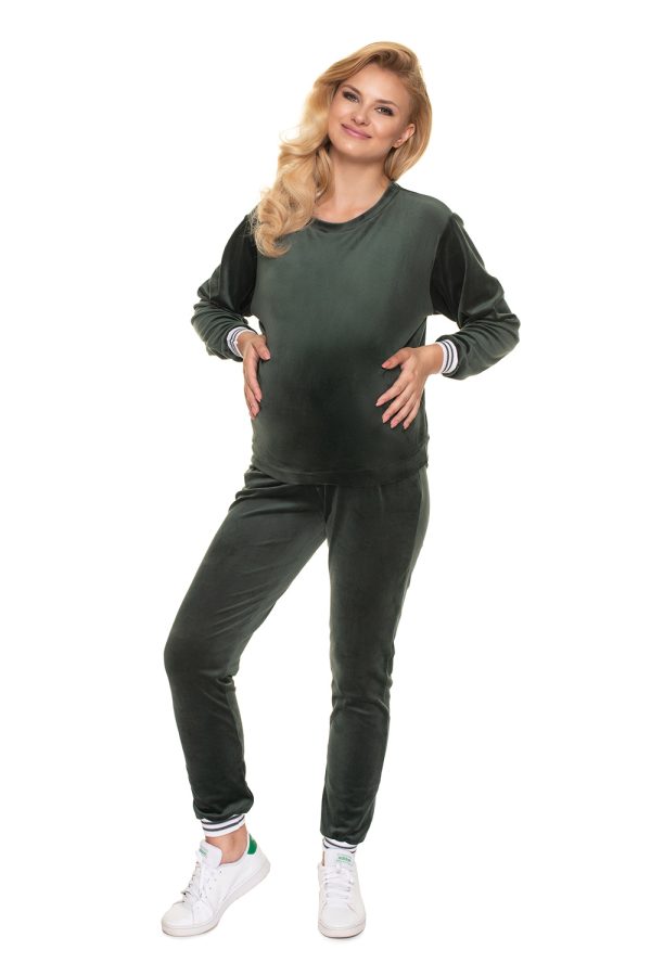 Green Maternity Set in Maternity Trousers with Polyester