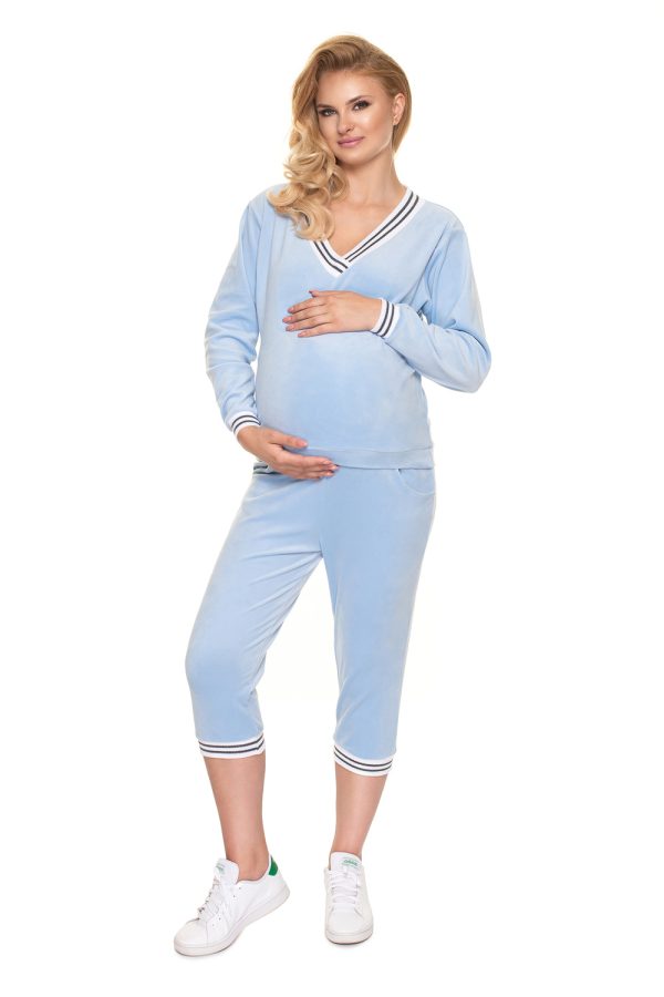 Blue Maternity Set in Maternity Trousers with Polyester