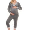 Grey Maternity Set in Maternity Trousers with Polyester