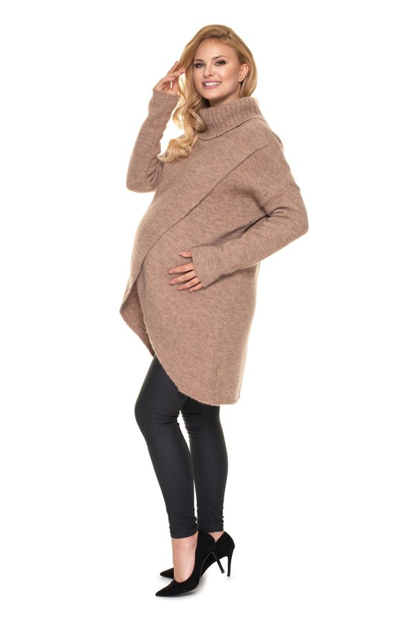 Beige Pregnancy Sweater in Sweter Ciążowy with Acrylic, Polyamide, Polyester and Wool