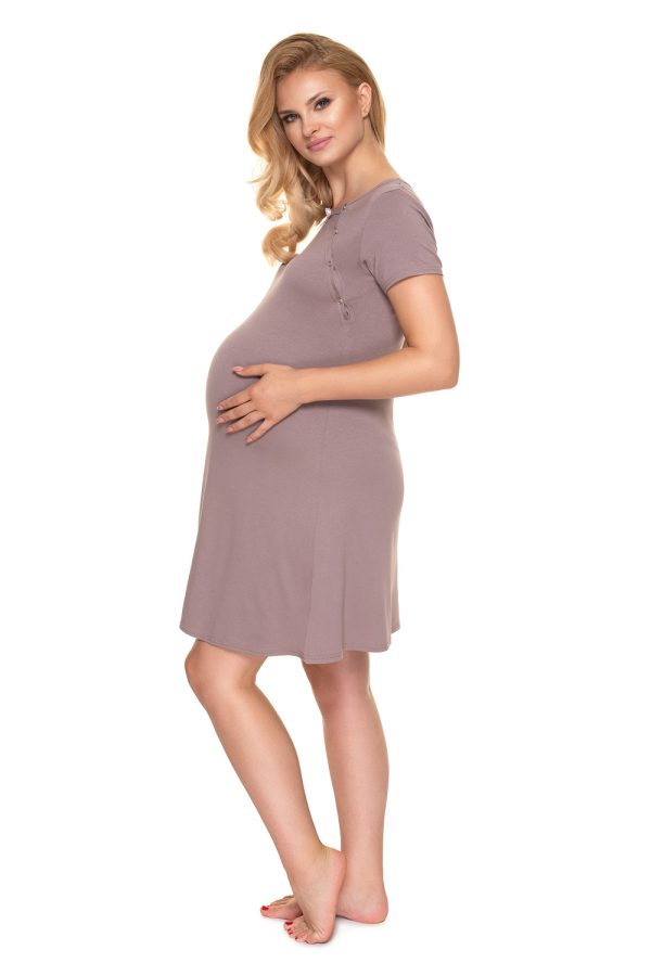 Beige Maternity Nightgown in Maternity Nightwear with Spandex and Viscose