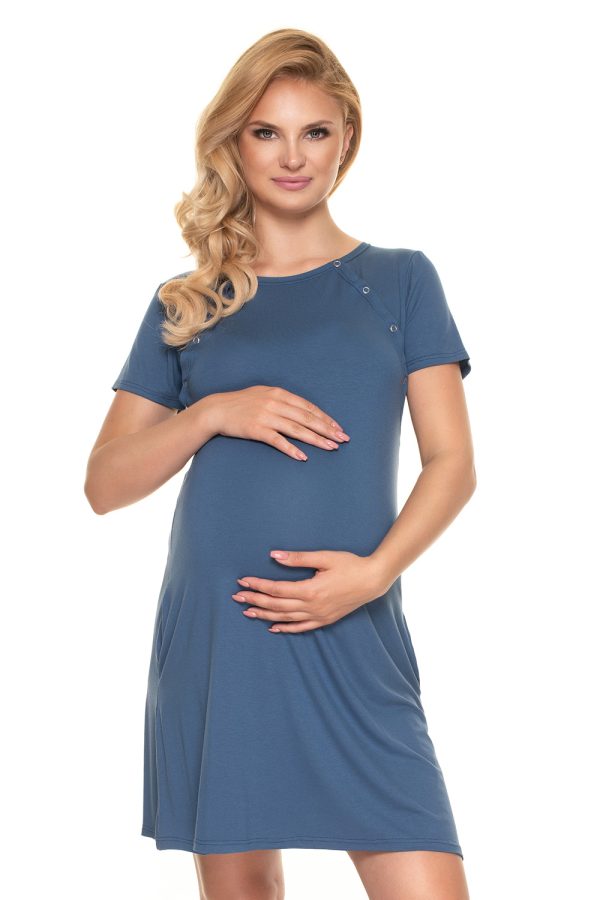 Blue Maternity Nightgown in Maternity Nightwear with Spandex and Viscose