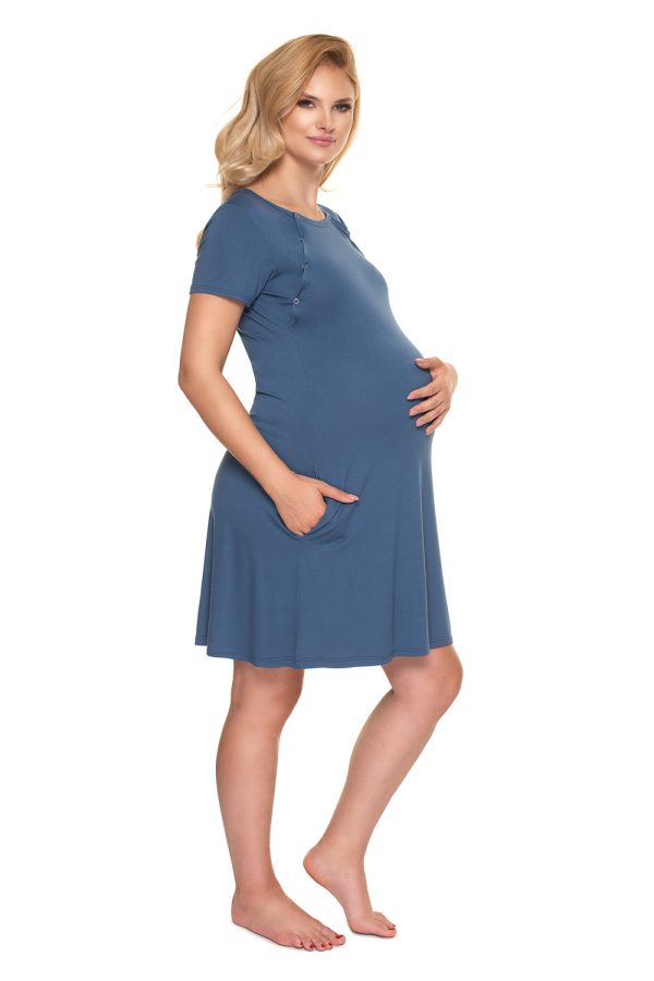 Blue Maternity Nightgown in Maternity Nightwear with Spandex and Viscose