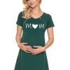 914487 Green Maternity Nightgown in Maternity Nightwear with Cotton and Spandex