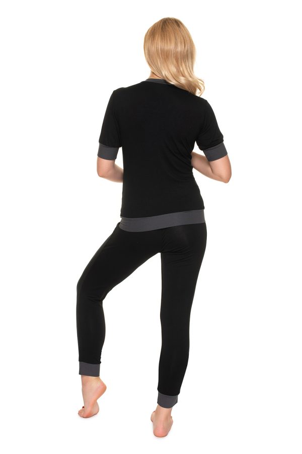 Black Pregnancy Pajamas in Maternity Nightwear with Spandex and Viscose