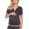 914877 Grey Pregnancy Pajamas in Maternity Nightwear with Spandex and Viscose