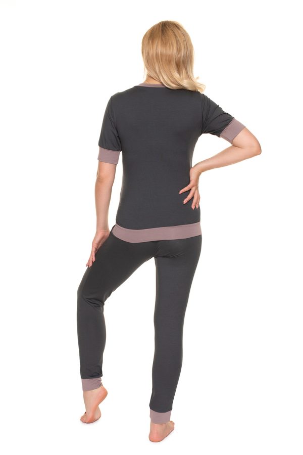Grey Pregnancy Pajamas in Maternity Nightwear with Spandex and Viscose