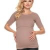 Beige Maternity Blouse in Maternity Blouses with Spandex and Viscose