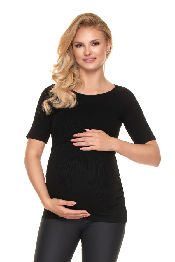 Black Maternity Blouse in Maternity Blouses with Spandex and Viscose