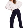 Navy Blue Trousers in Casual Pants For Women with Spandex, Polyester and Rayon