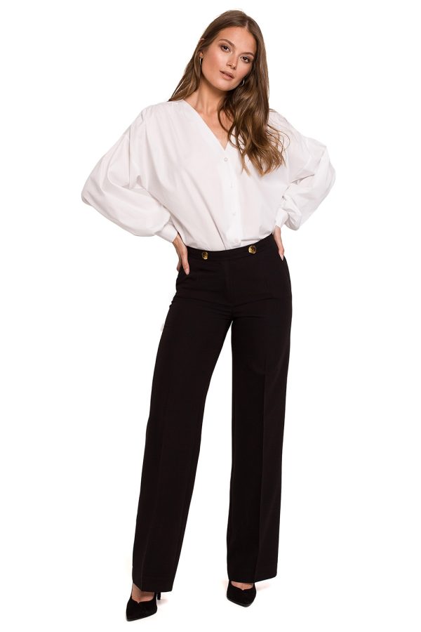 Black Trousers in Casual Pants For Women with Spandex, Polyester and Rayon
