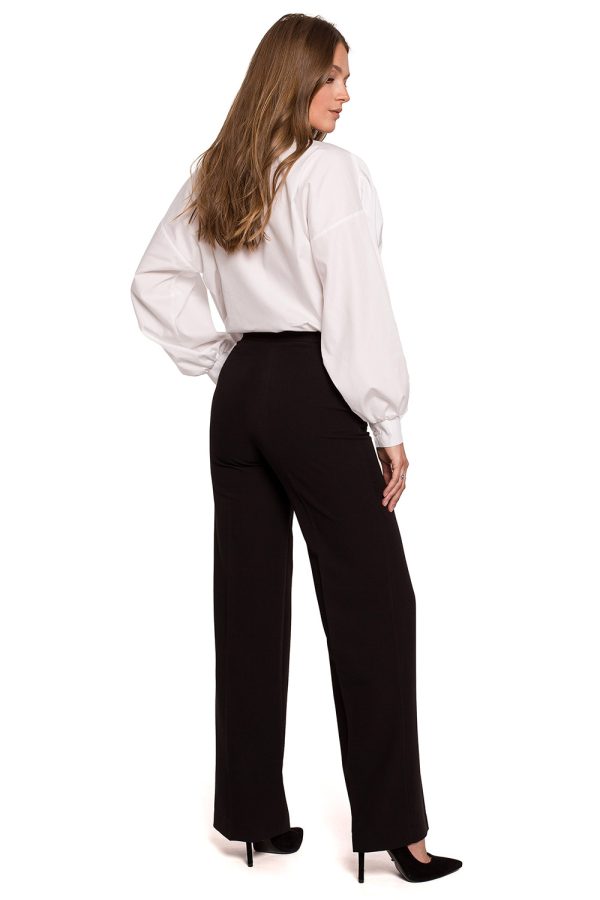 Black Trousers in Casual Pants For Women with Spandex, Polyester and Rayon