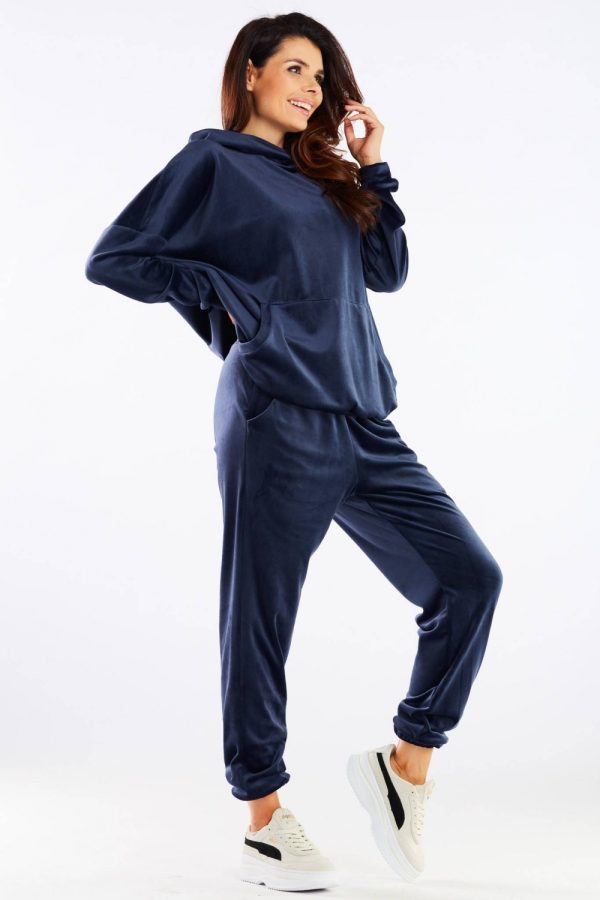 Navy Blue Tracksuit Trousers in Women`s Tracksuit Bottoms, Sports Pants with Spandex and Polyester