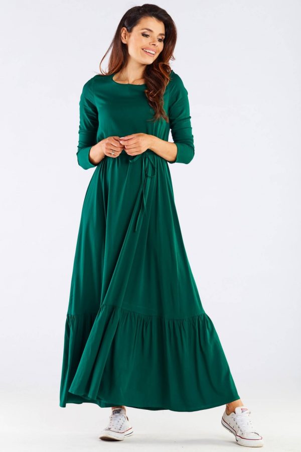 Green Daydress in Day Dresses with Spandex and Viscose