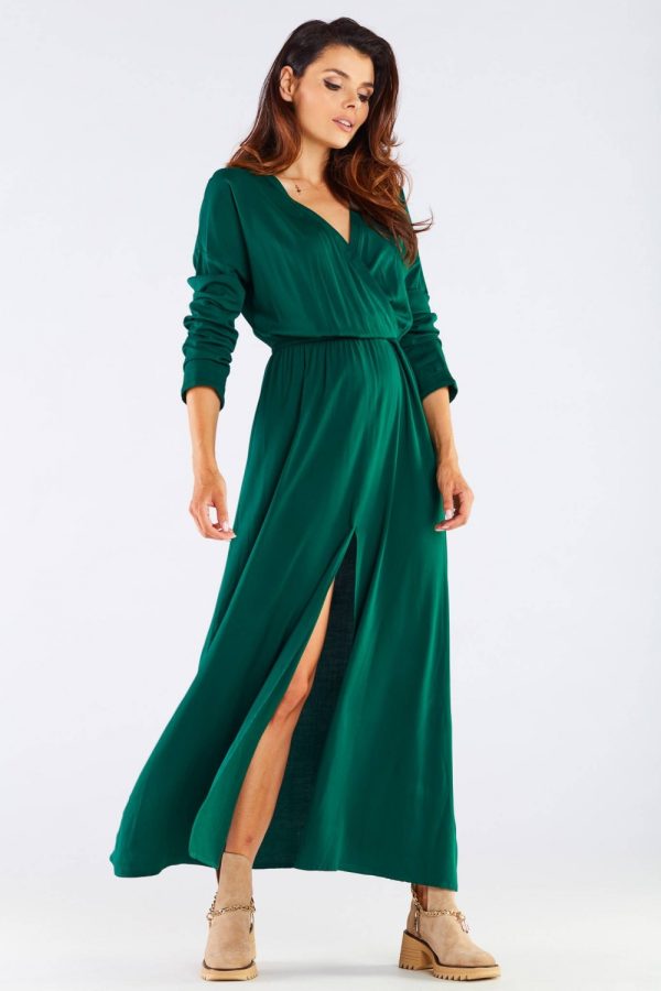 Green Daydress in Day Dresses with Spandex and Viscose