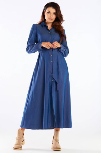 Blue Daydress in Day Dresses with Spandex and Viscose
