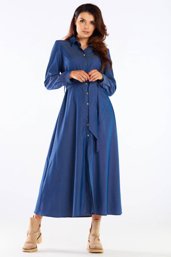 Blue Daydress in Day Dresses with Spandex and Viscose