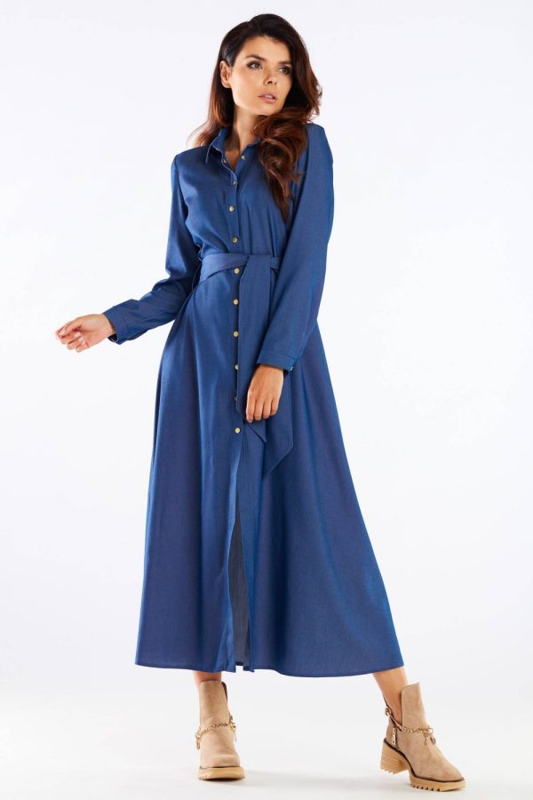 Blue Daydress in Day Dresses with Spandex and Viscose