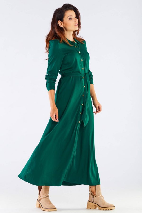 Green Daydress in Day Dresses with Spandex and Viscose