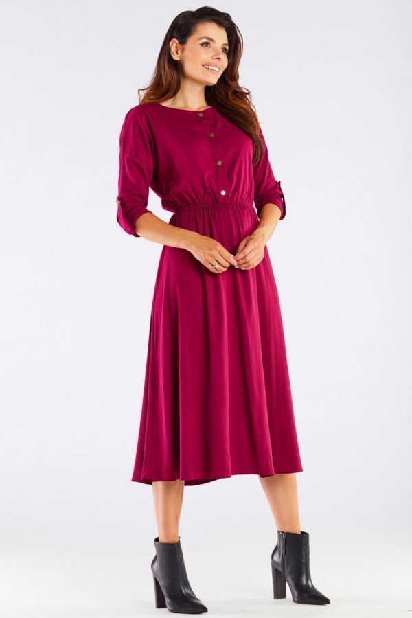 Red Daydress in Day Dresses with Spandex and Viscose