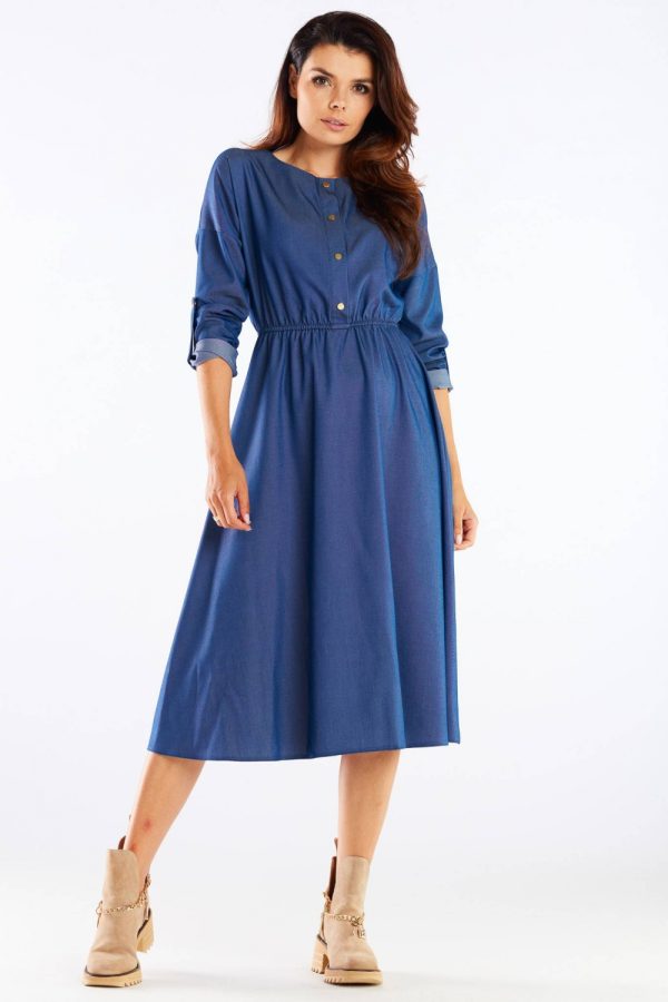 Blue Daydress in Day Dresses with Spandex and Viscose