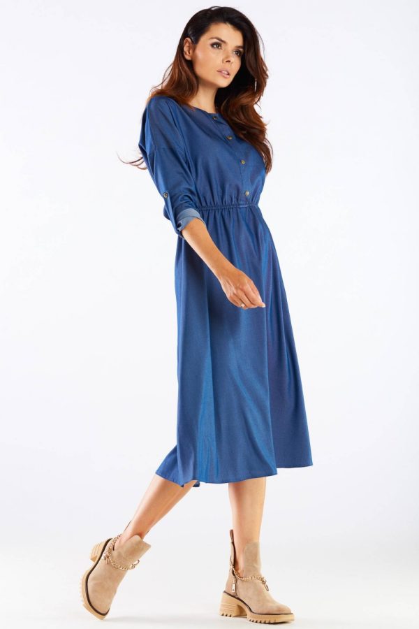 Blue Daydress in Day Dresses with Spandex and Viscose
