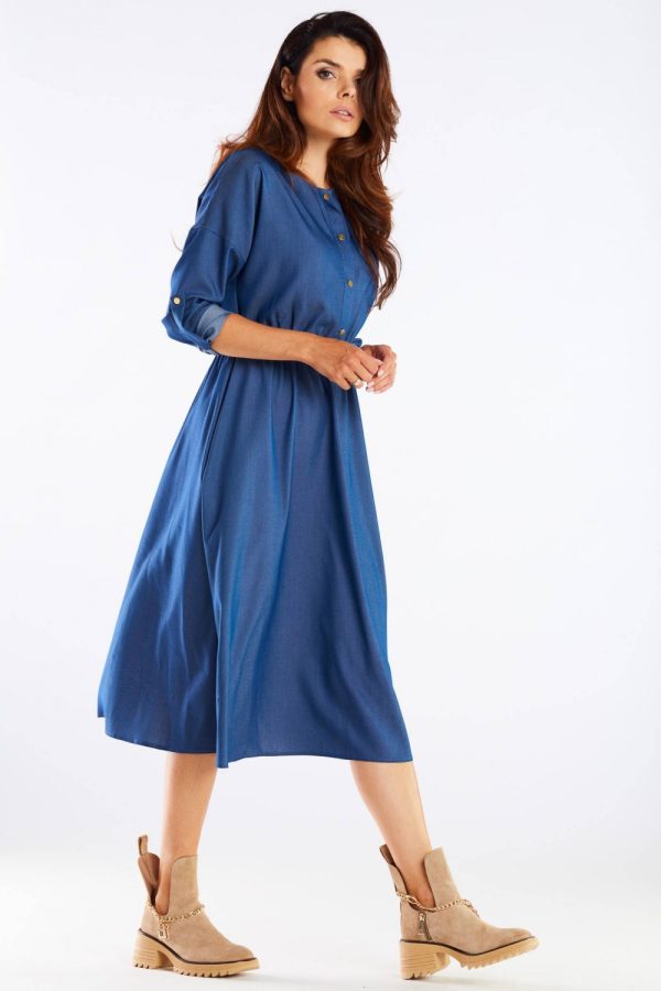 Blue Daydress in Day Dresses with Spandex and Viscose