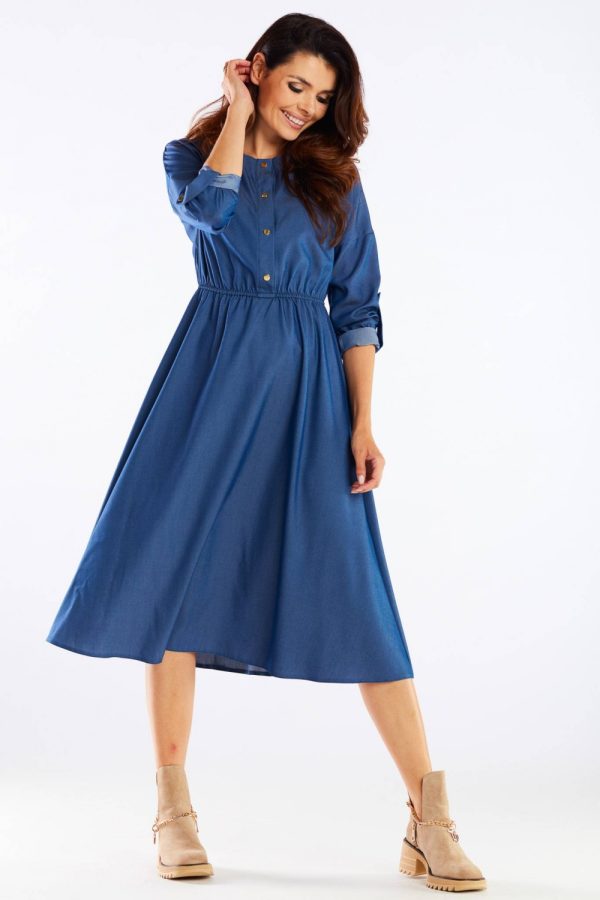 Blue Daydress in Day Dresses with Spandex and Viscose