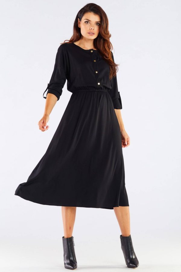 Black Daydress in Day Dresses with Spandex and Viscose