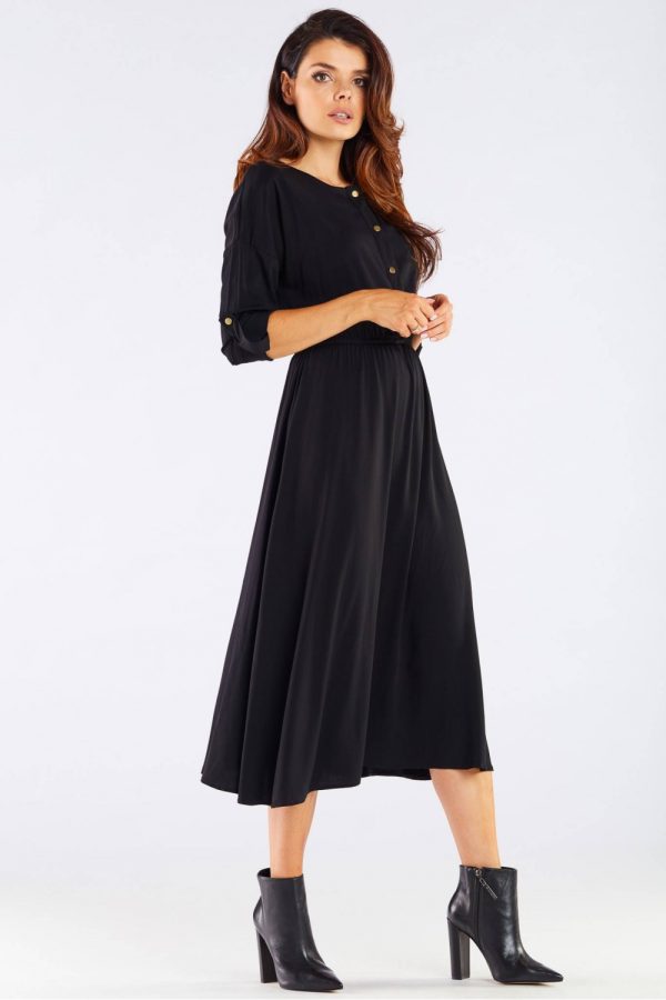 Black Daydress in Day Dresses with Spandex and Viscose