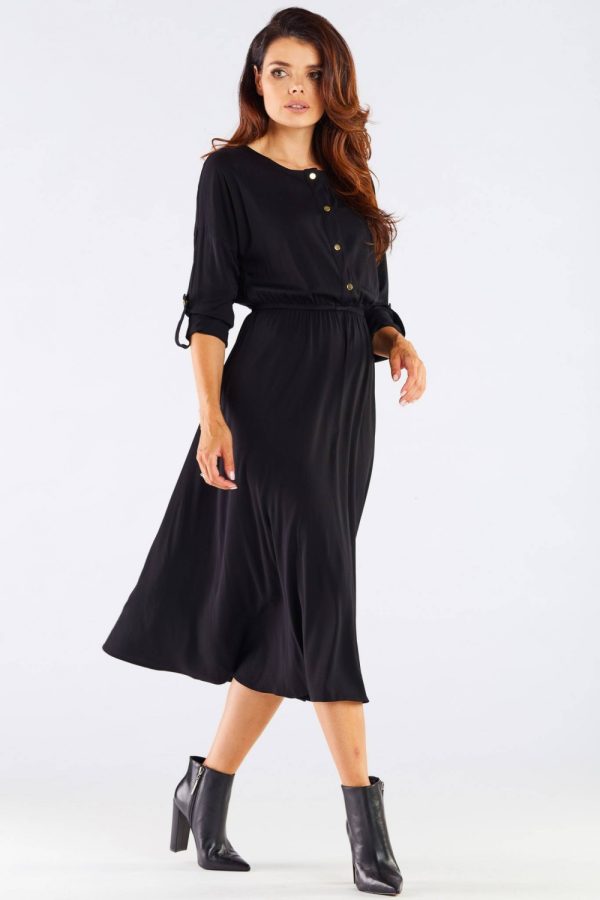 Black Daydress in Day Dresses with Spandex and Viscose